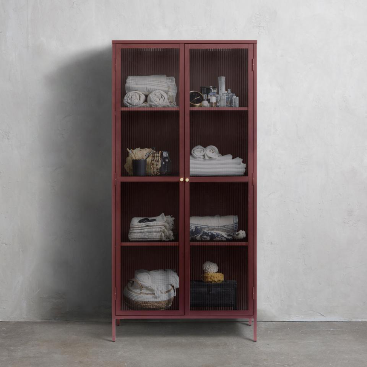 Vitrinekast Omeo 190x90 cm bordeauxrood