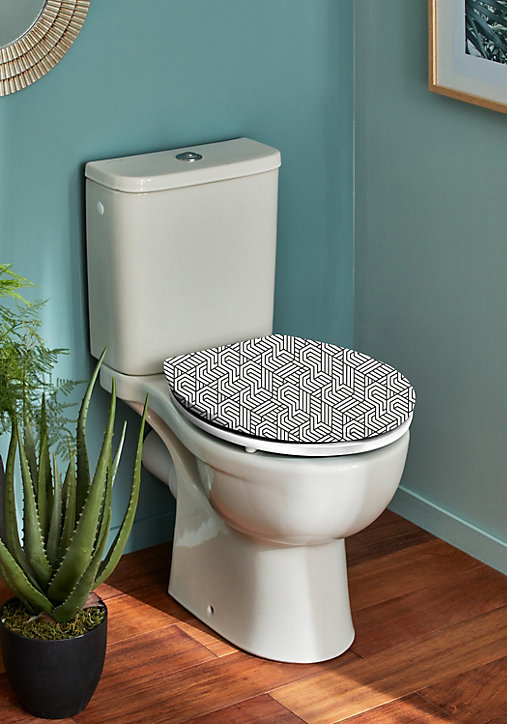 Abattant WC à clipser noir et blanc à motif en thermodur avec frein de chute Urbain