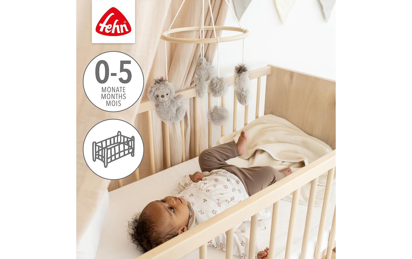 Holz-Mobile Faultier Beige/GrauEinschlafhilfe zur Beruhigung und Beschäftigung