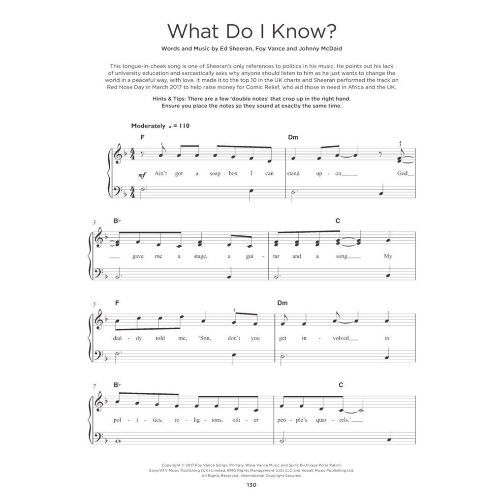 Hal Leonard Really Easy Piano 40 Ed Sheeran Songs songboek voor piano