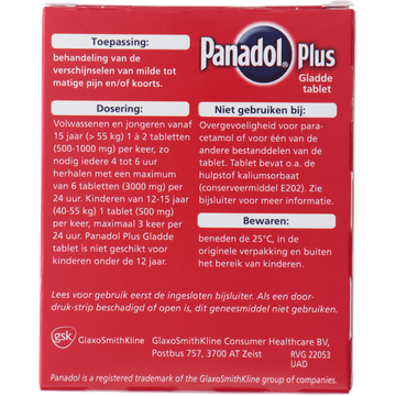 Panadol Plus Gladde Tablet, Filmomhulde Tabletten, 48 stuks