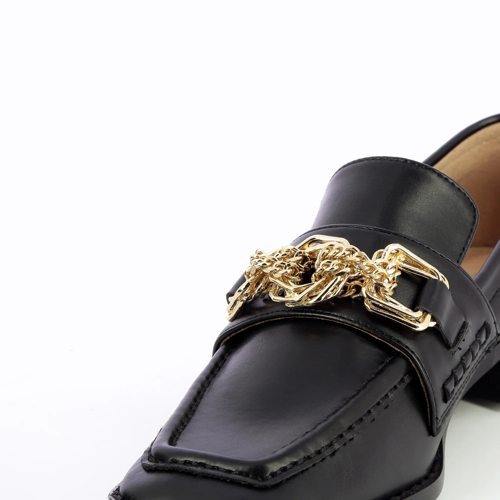 Mocassins, Derbies, Ballerines-Mocassins Denise noirs à chaîne or multi-maillons