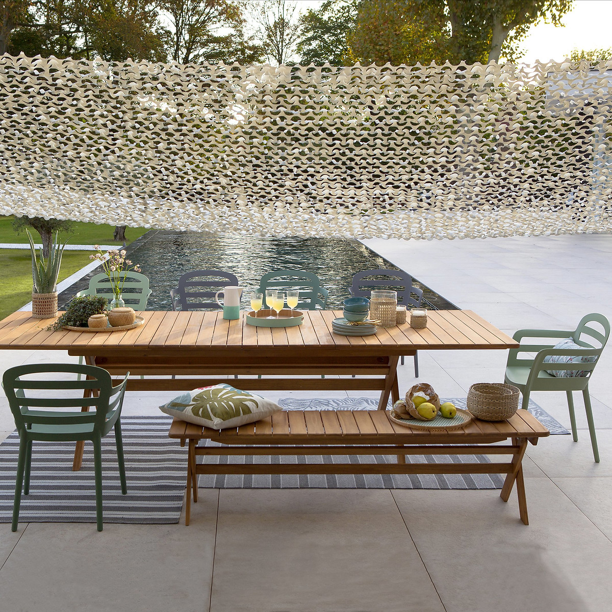 LA REDOUTE INTERIEURS<br>Mesa dobrável para jardim Réalto, acácia, 2 extensões