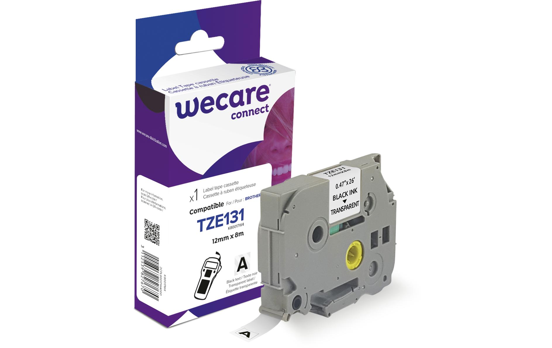 Beschriftungsband TZE-131WE Schwarz auf TransparentFarbband für Brother P-Touch-Geräte