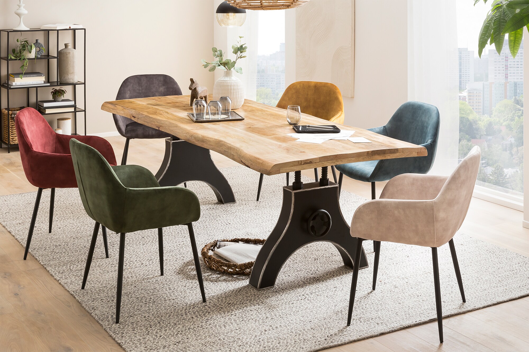 Tisch 180x90cm Mango Metall Holztisch Küchentisch Esstisch Speisetisch Esszimmer