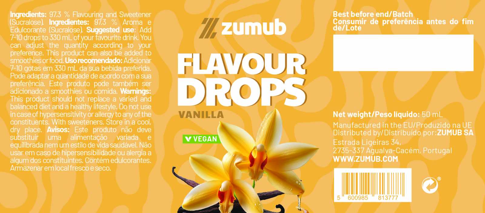 Gotas aromatizantes Zumub sabor caramelo 50ml