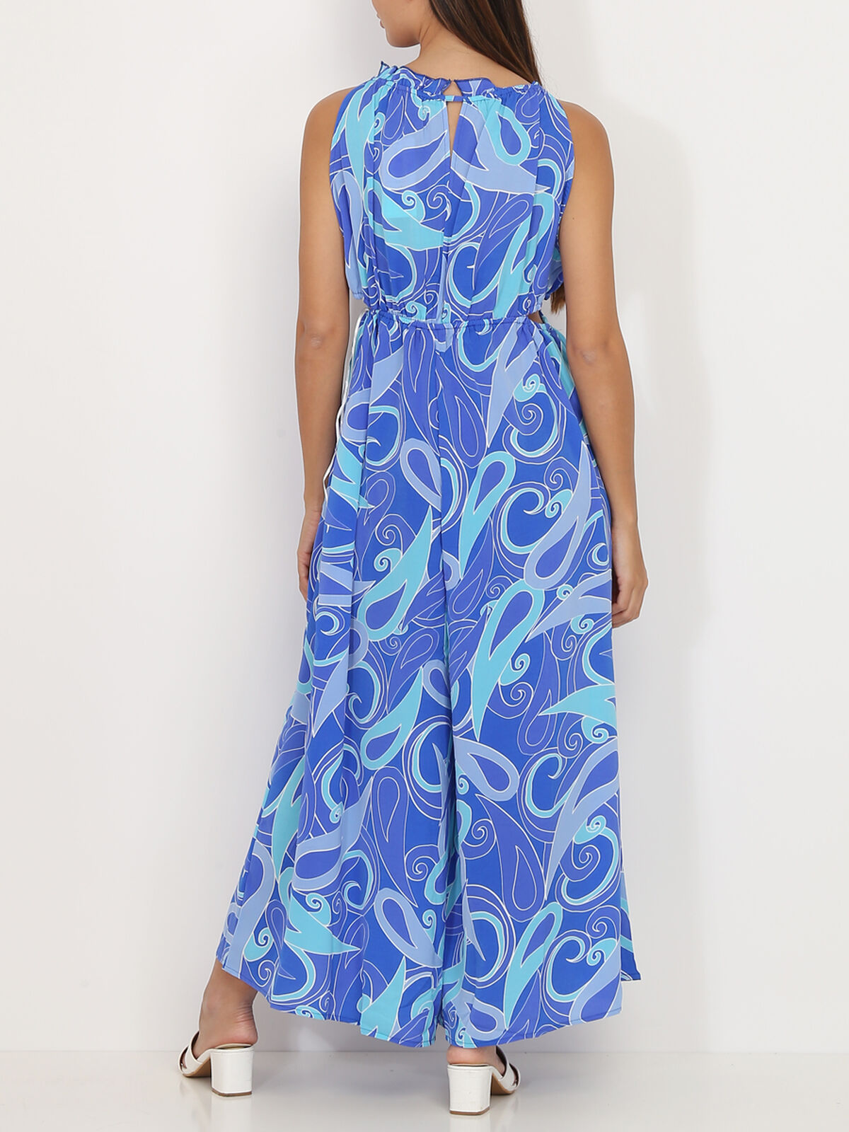 Combinaison cut out à motif cachemire- Bleu