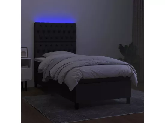 Sommier tapissier avec matelas et LED Noir 90x190 cm Tissu