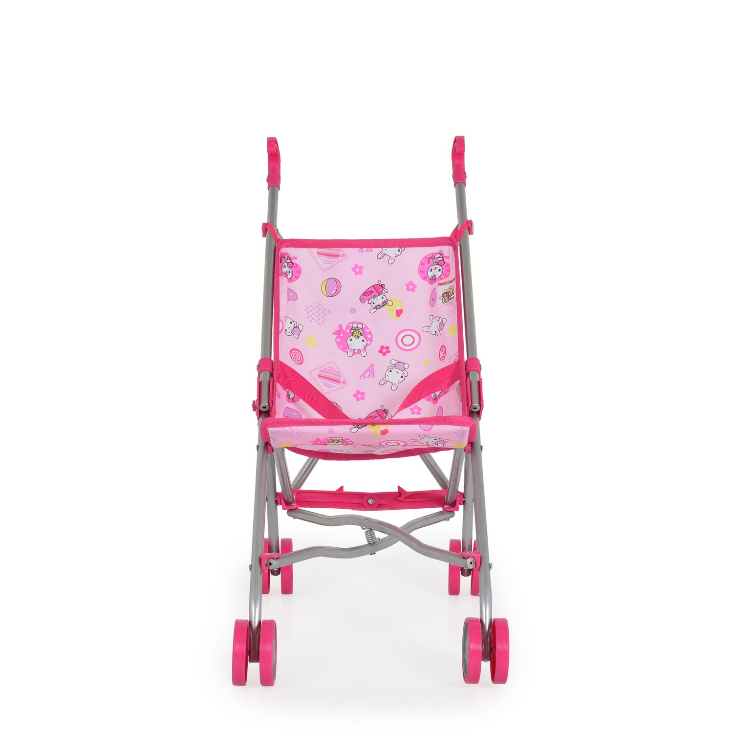 Moni Puppenwagen Kaya S9302 rosa Hasenmotiv mit Doppelräder, Schiebehöhe 55 cm rosa