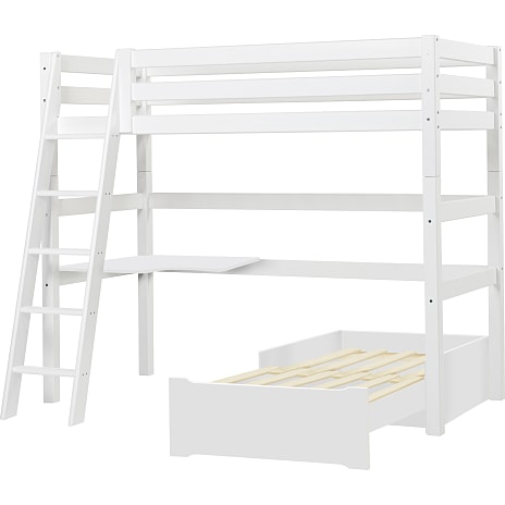 Hoppekids ECO Luxury MEGA-seng 90x200cm med skrå stige, lounge-modul og bordplade