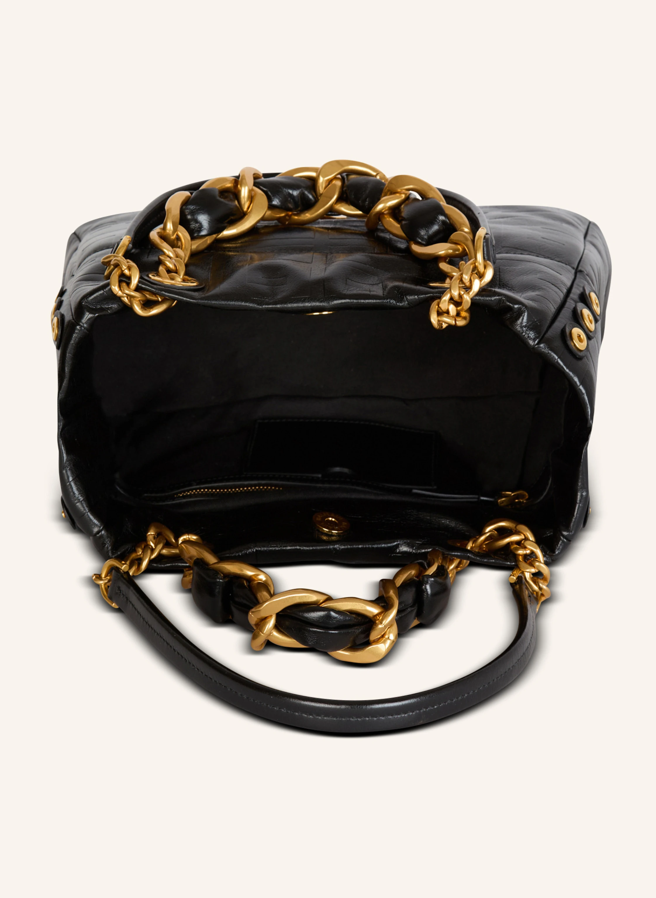 BALMAIN Kleiner Shopper 1945 Soft aus rissigem Kalbsleder mit PB Labyrinthe-Monogramm-Prägung