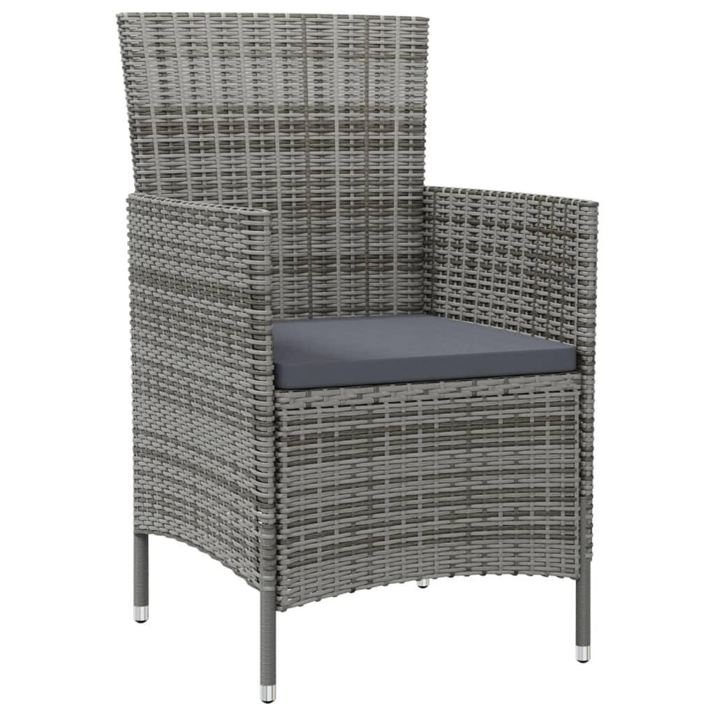 Mobilier à dîner de jardin 9 pièces et coussins résine tressée gris