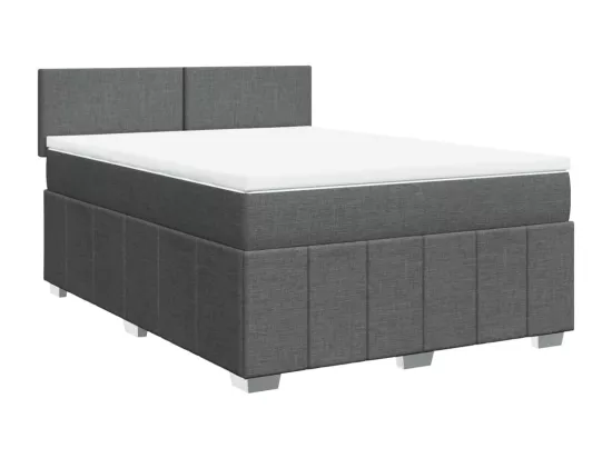 Sommier à lattes de lit avec matelas Gris foncé 160x200cm Tissu