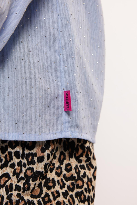 Fluresk blauwe dames blouse