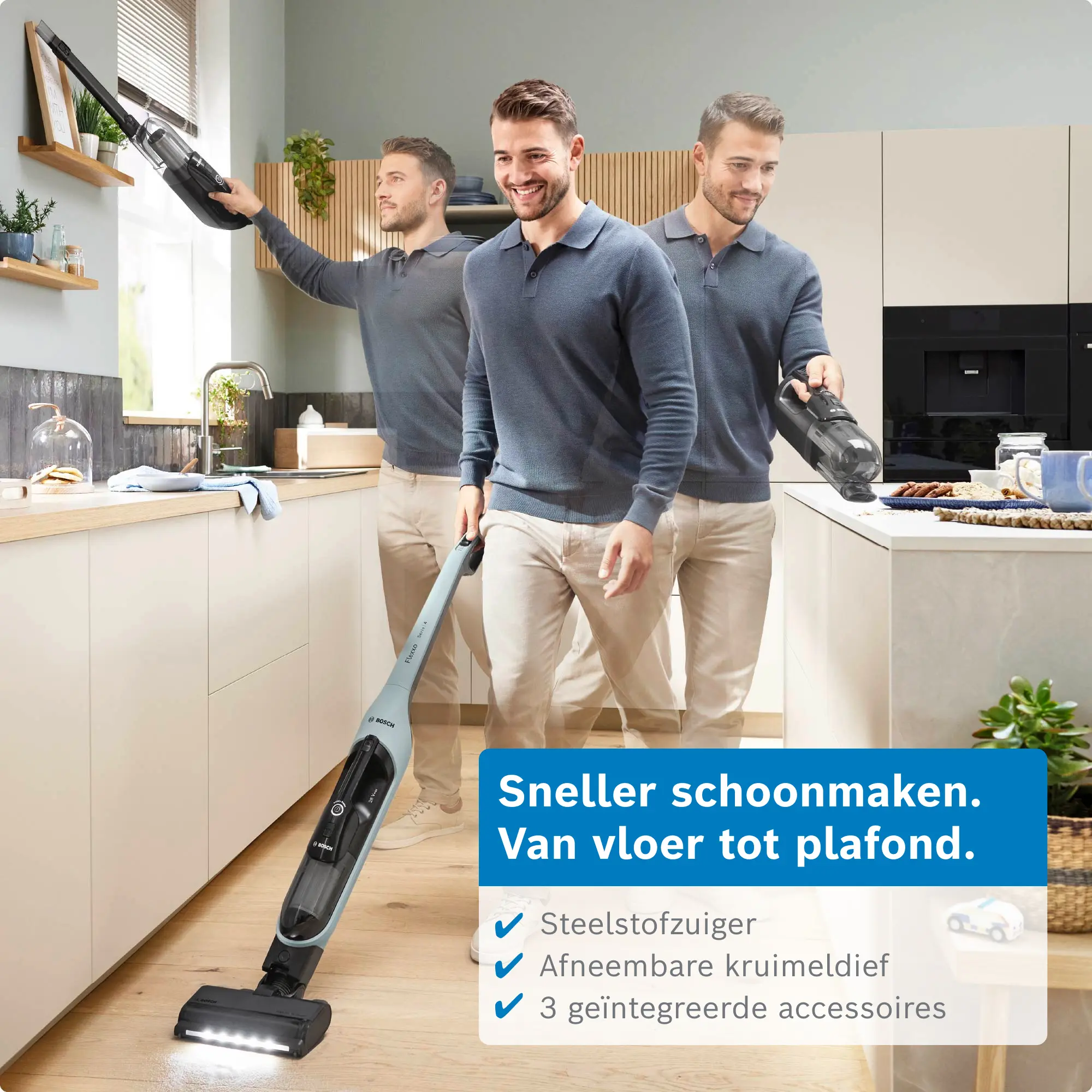 Serie 4 Draadloze steelstofzuiger Flexxo 28 Vmax Blauw