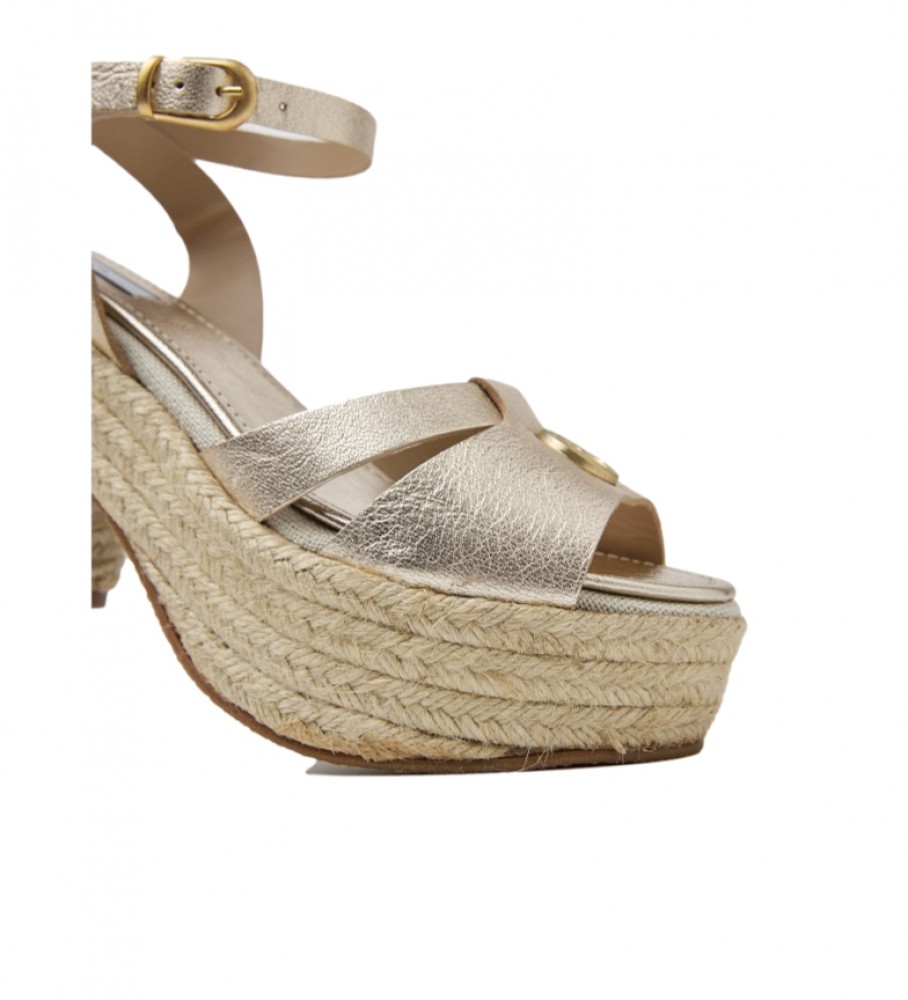 Sandálias Pepe Jeans Gold Taffy Night em couro - Altura do salto: 9 cm -