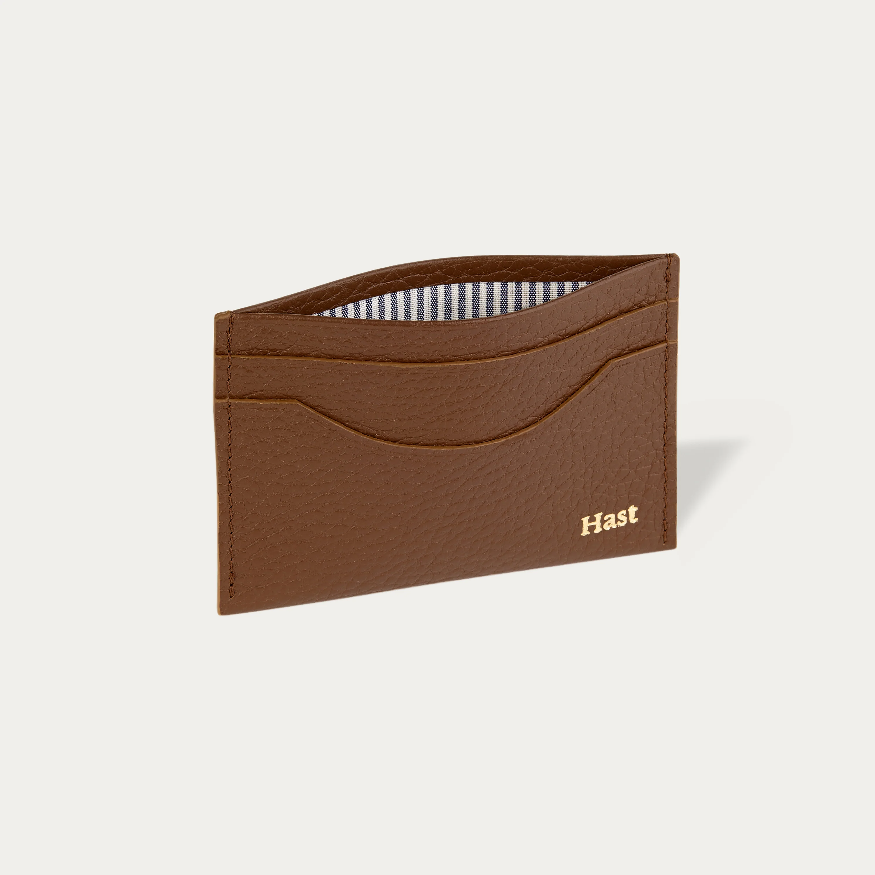 Brown grained leather card holder