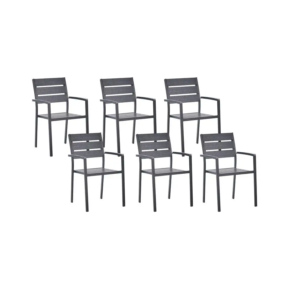 VERNIO - Tuinstoel set van 6 - Zwart - Kunsthout/Aluminium
