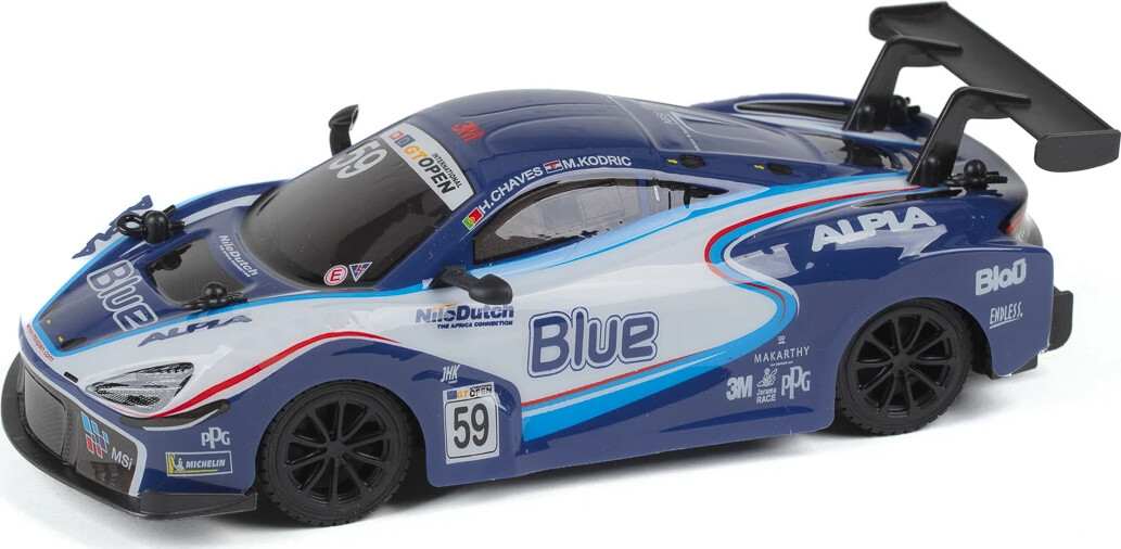 Mclaren 720S Gt3 Fjernstyret Bil - 1:24 - 2,4 Ghz - Blå Hvid