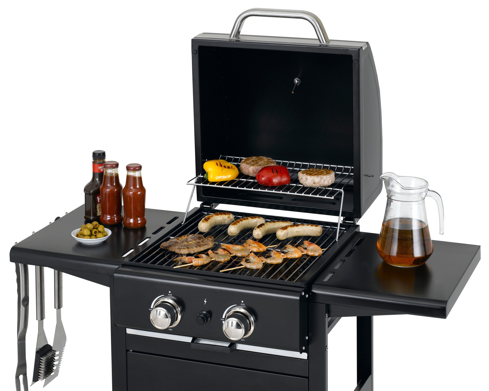 Gasgrill BLOOMFIELD - schwarz - 2 Edelstahlbrenner