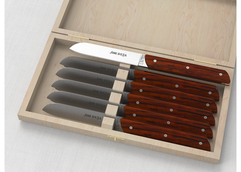 Service de 6 couteaux de table avec un manche en bois de cocobolo et lame en acier inoxydable