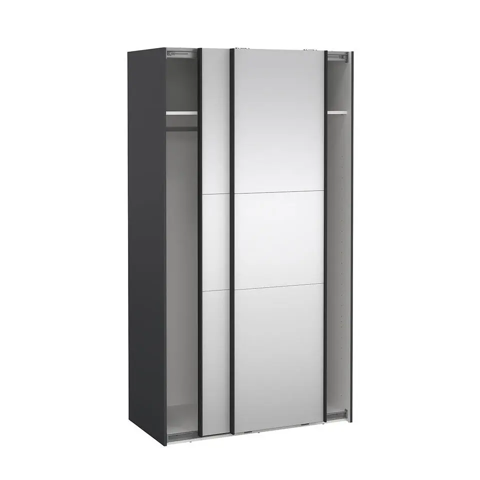 Hioshop Como schuifdeurkast 2 deuren met spiegel 120x220cm mat grijs