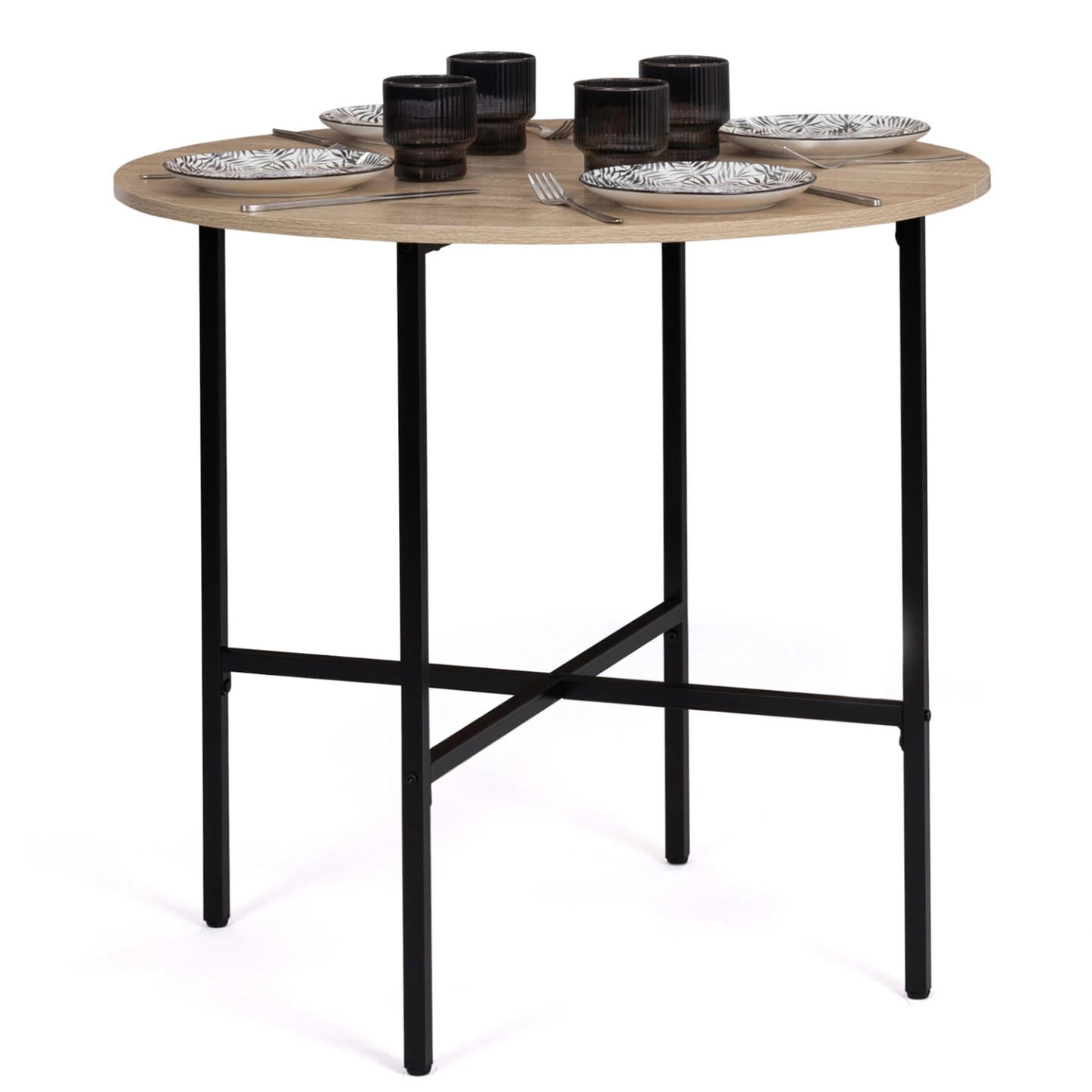 Table à manger ronde DETROIT 4 personnes design industriel 80 cm