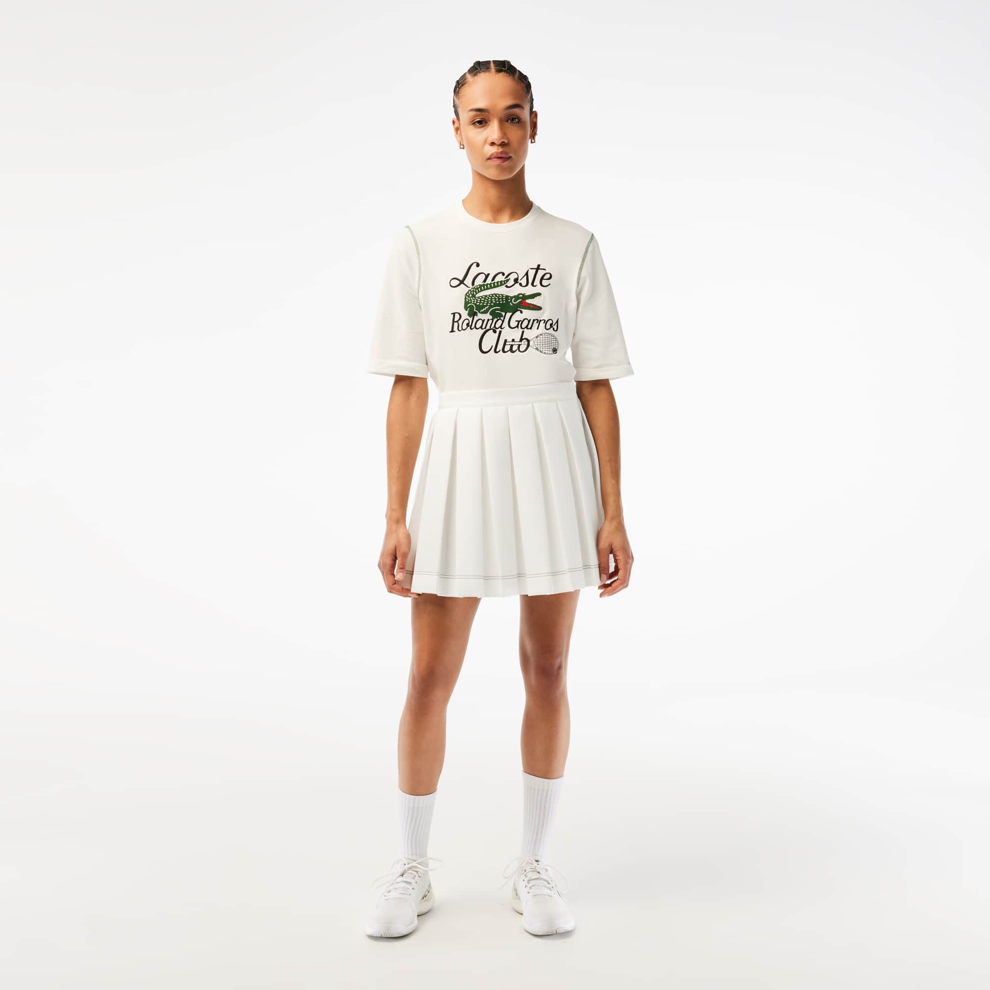 Jupe plissée femme Lacoste Sport Édition Roland Garros Robes & Jupes - Blanc - Lacoste - Femme