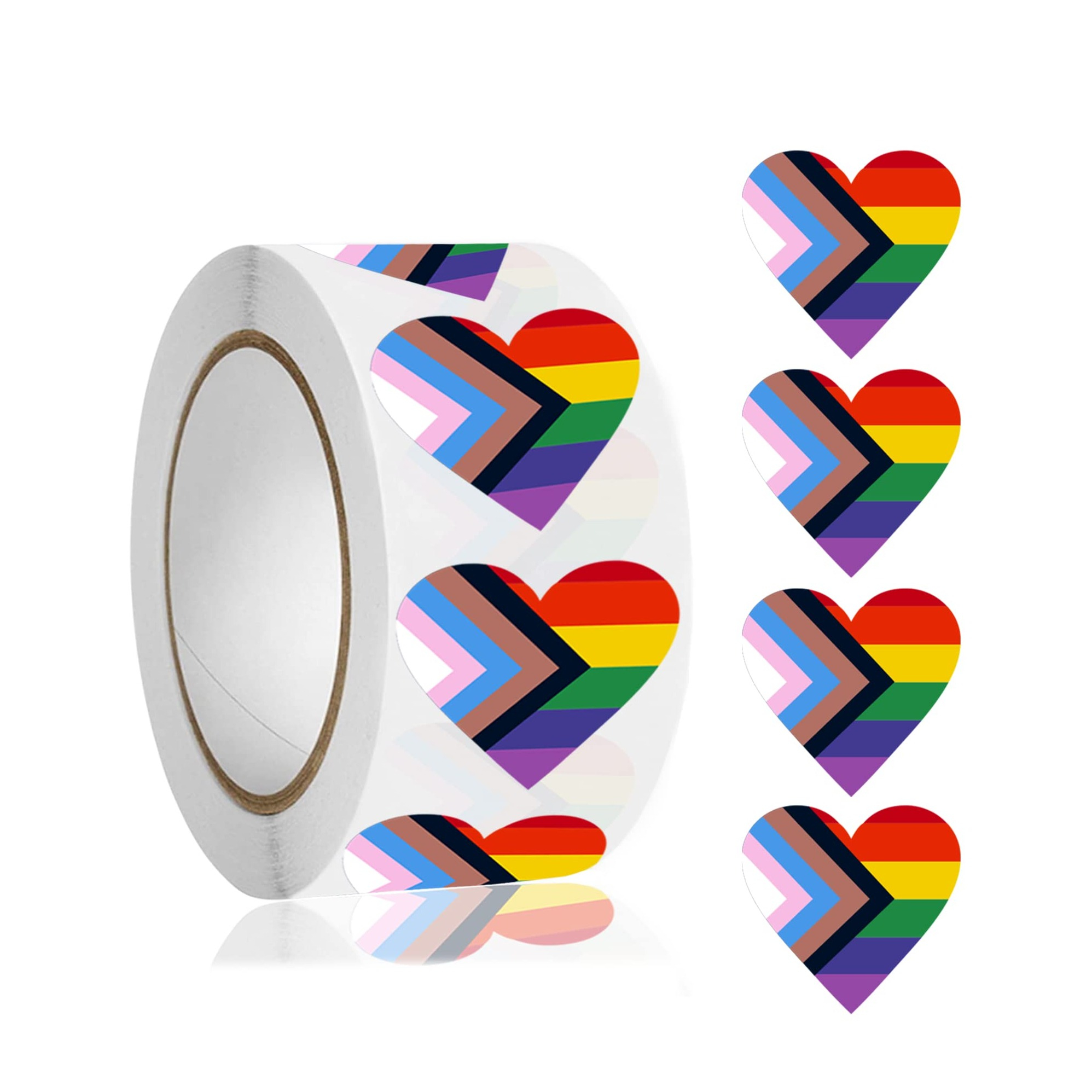 (1 Rolle à 500Stk.) 40mm Pride Aufkleber DIY Bastel Sticker Selbstklebende LGBTQ Progress Etiketten - Regenbogen