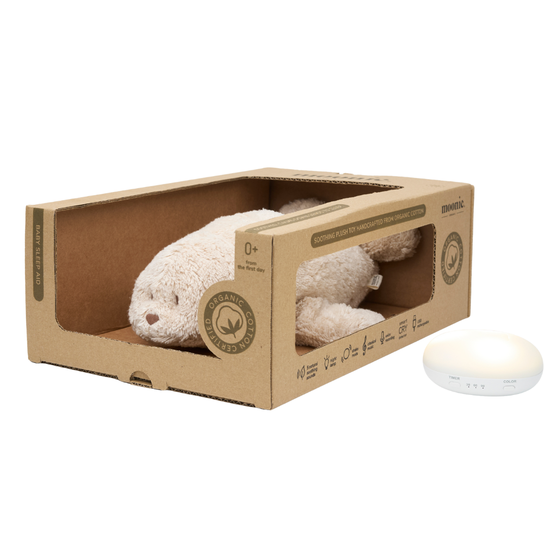 moonie 2.0 next gen knuffelzeehond met nachtlamp en geluid - sand