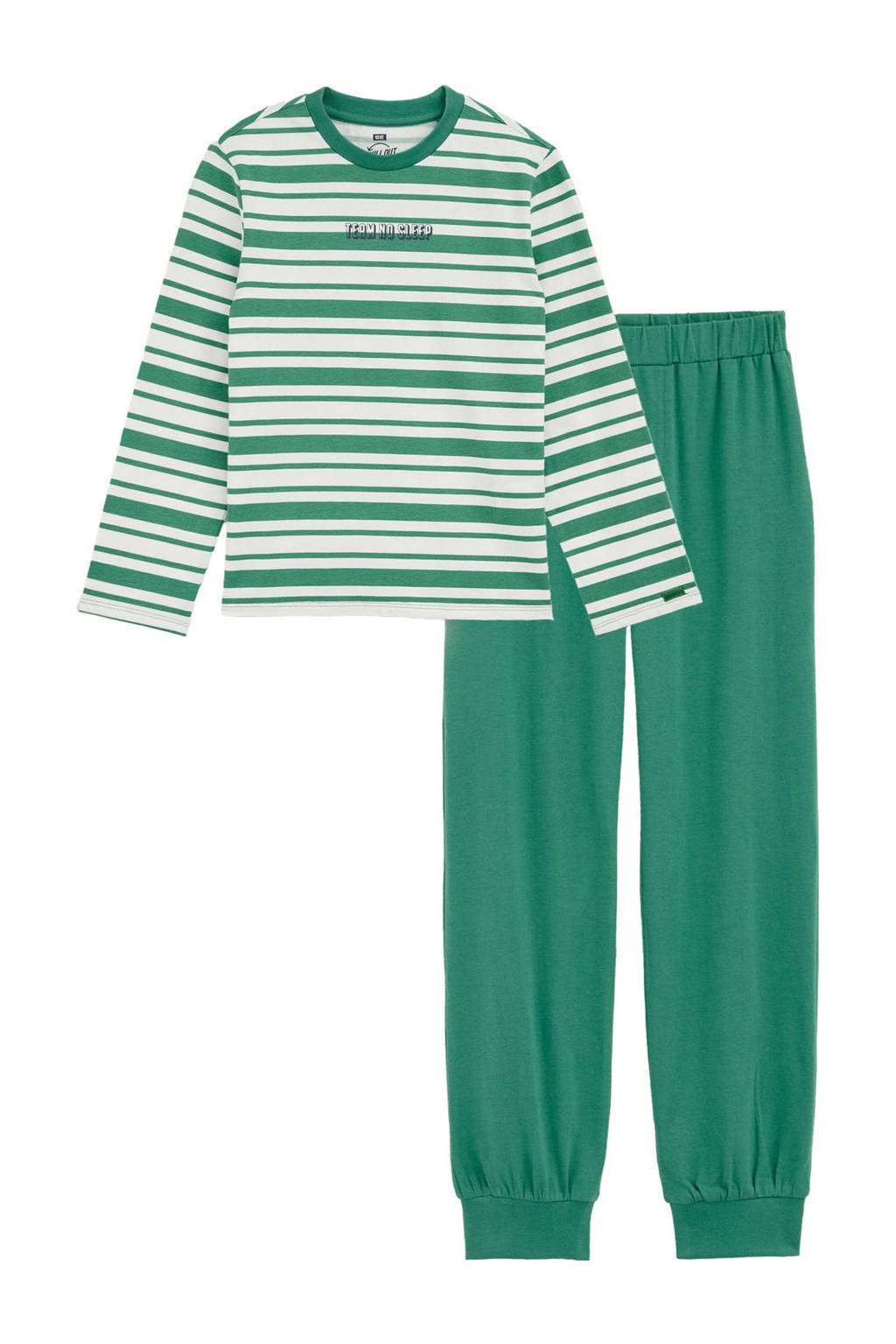 WE Fashion pyjama met streepdessin frisgroen/wit