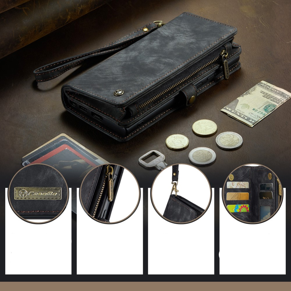 Samsung Galaxy A56 2in1 Leder Tasche   Magnet Hardcase Karten Etui - Schwarz