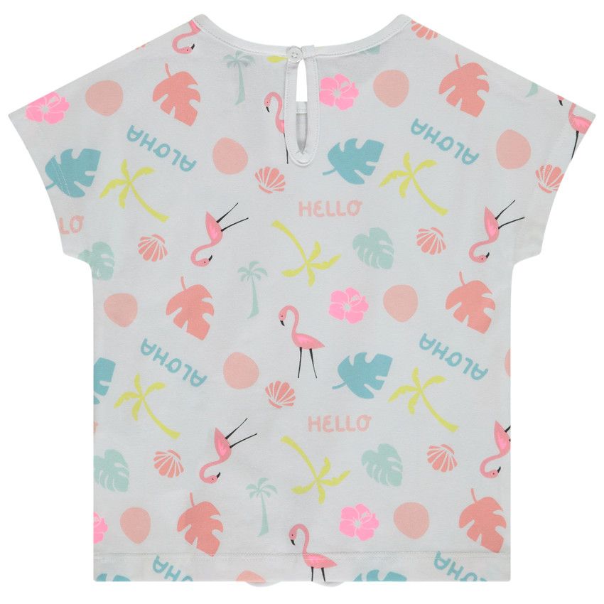 T-shirt manches courtes imprimé effet noué pour bébé fille - Blanc