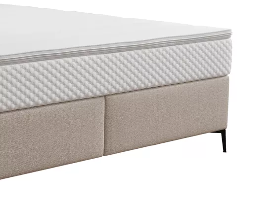 Ensemble complet boxspring tête de lit capitonnée + sommier + matelas + surmatelas - 180 x 200 cm - Tissu - Beige - INAO de YSMÉE