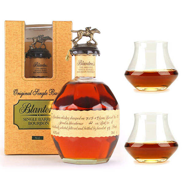 Whisky Bourbon Blanton's Original single barrel 46,5% et ses 2 verres