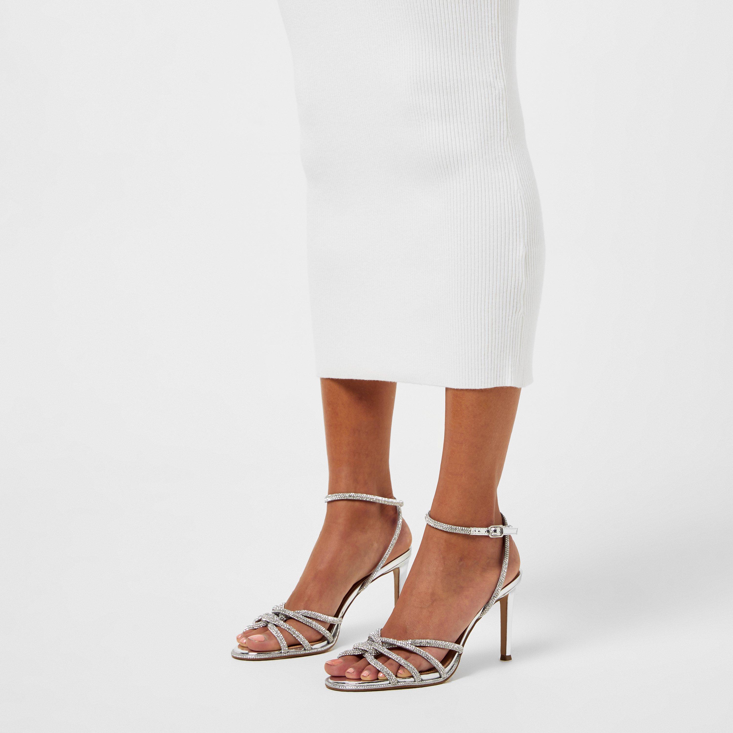 Steve Madden Kailyn R Rhinestone Embellished Faux Leather Heeled Sandals