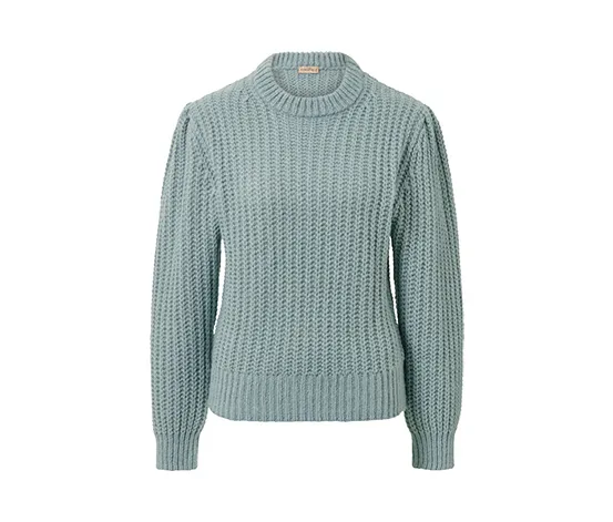 Grobstrick-Pullover mit Wolle, rauchblau