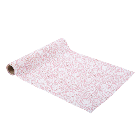 Chemin de table lavable en toile de jouy vieux rose-28cmx5m