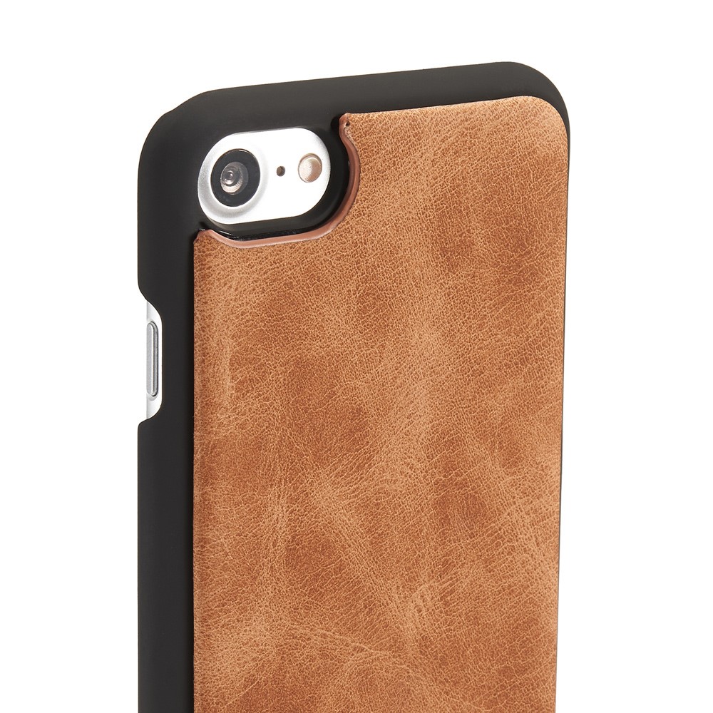 iPhone SE (2022/2020) / 8 / 7 3in1 Leder Tasche   Magnet Hardcase und Karten Etui (Vertikal Ausklappbar) - Hellbraun
