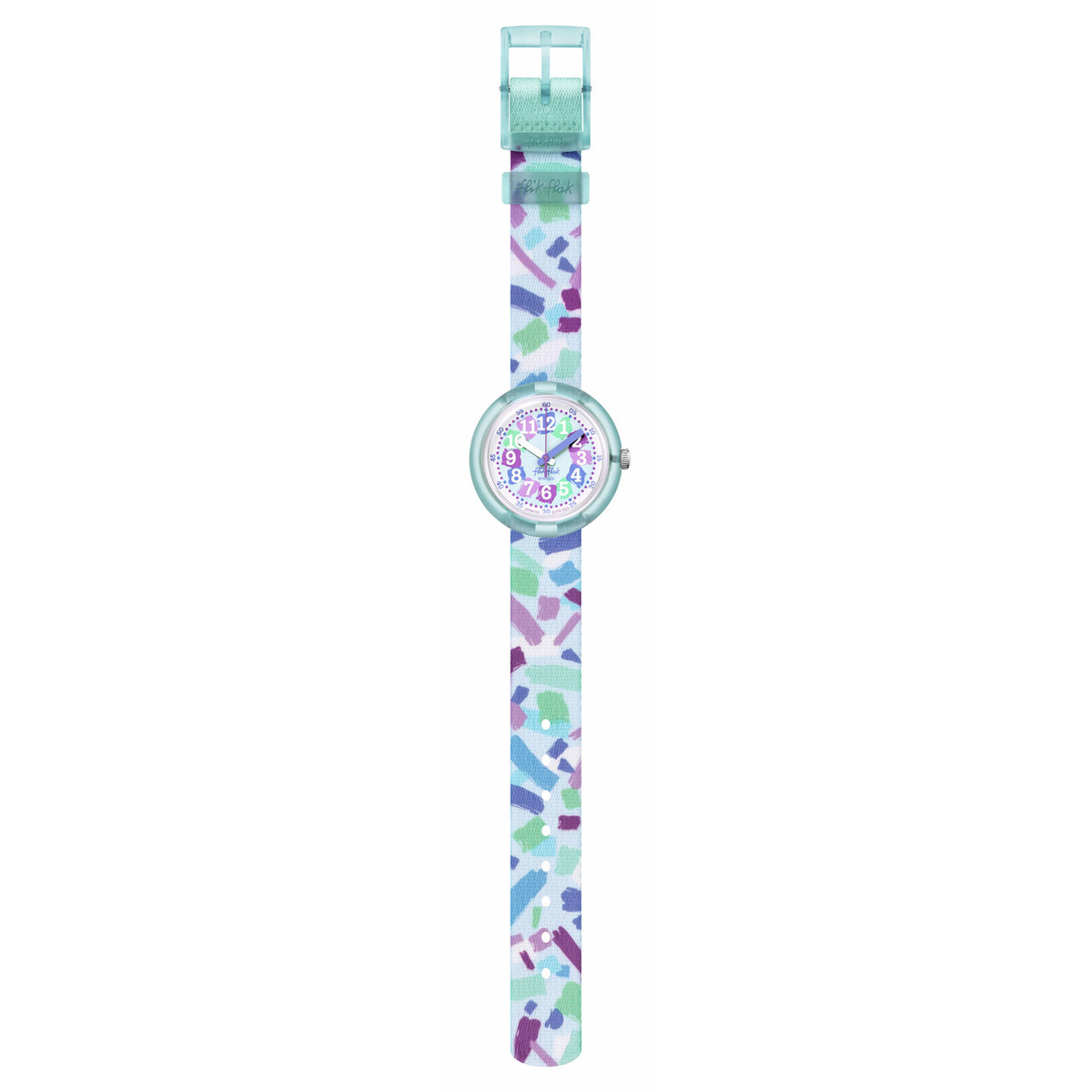 Montre FLIK FLAK Organized Chaos Confetti Chaos enfant bracelet pet recyclé vert