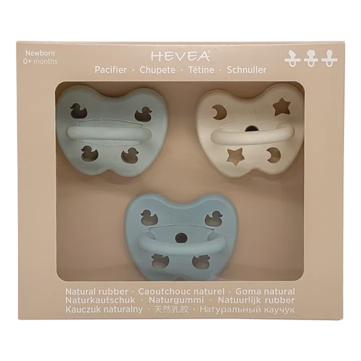 Hevea Pack découverte de 3 tétines | Bleu ciel