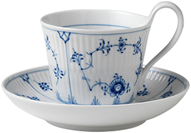 Royal Copenhagen Blue Fluted Plain Cup and Saucer 24cl Blå