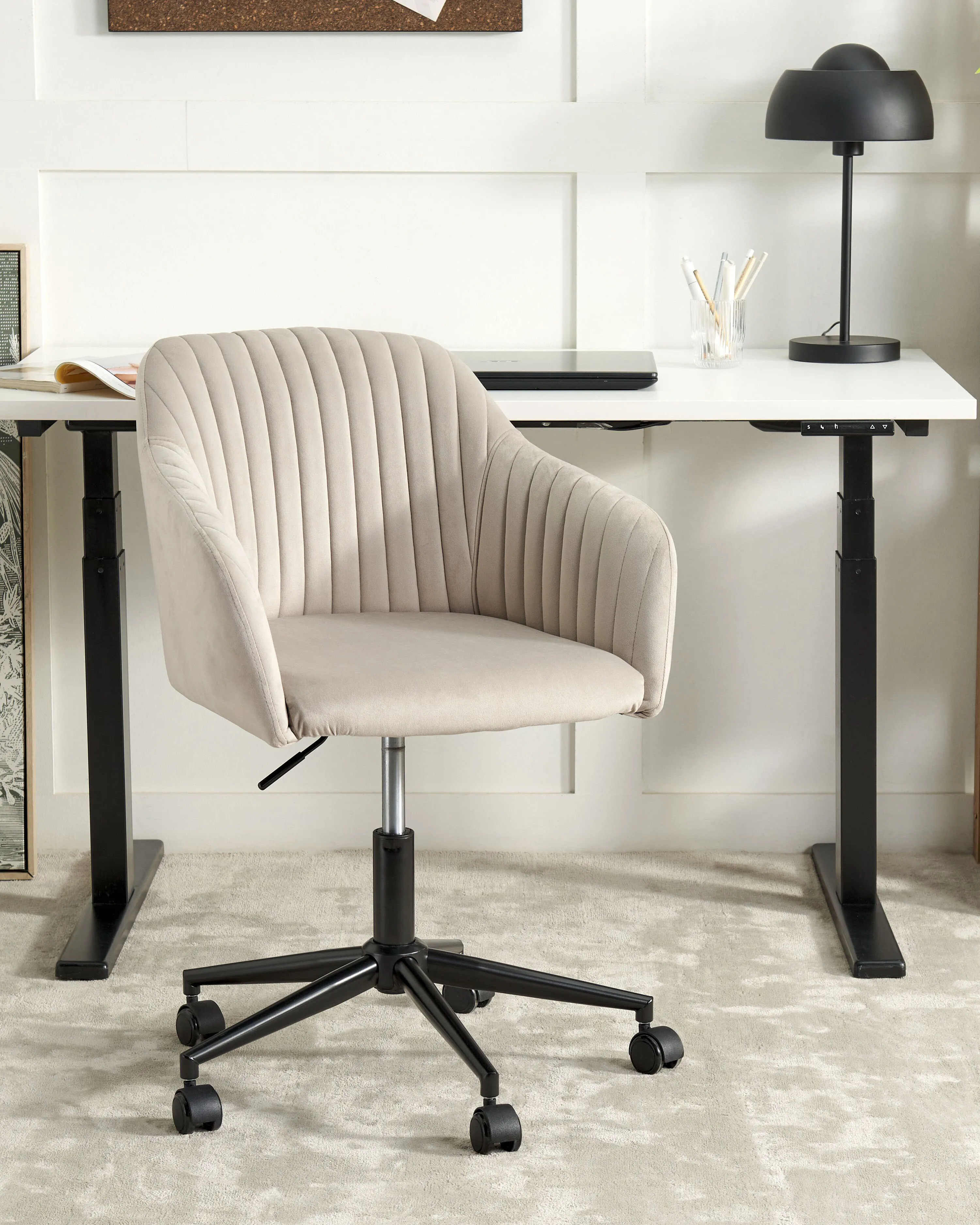 Bureaustoel VENICE Fluweel Taupe