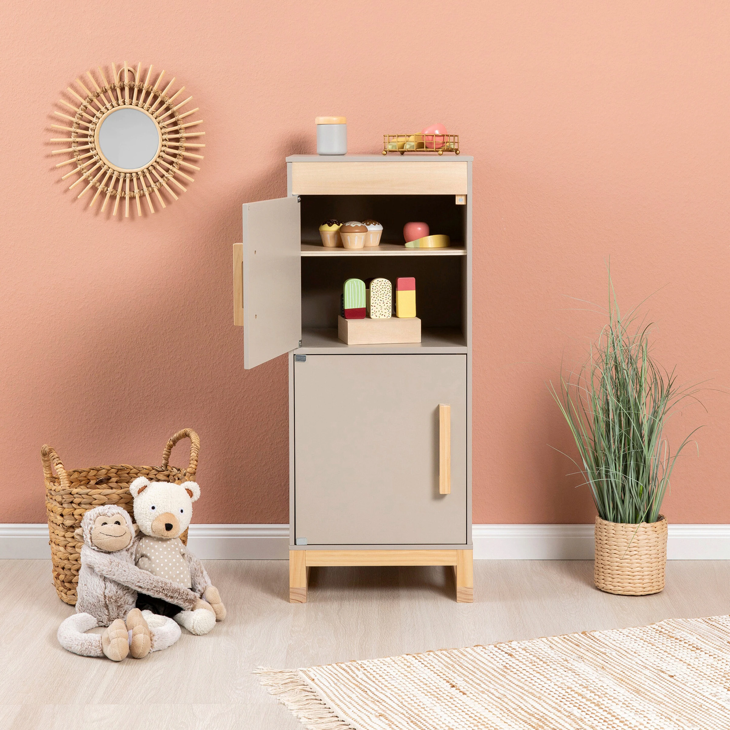 MUSTERKIND Kinderkühlschrank Ficus warmgrau/natur