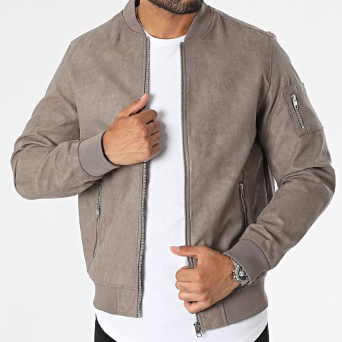 Veste Bomber Rocky Faux Suede Beige Taupe