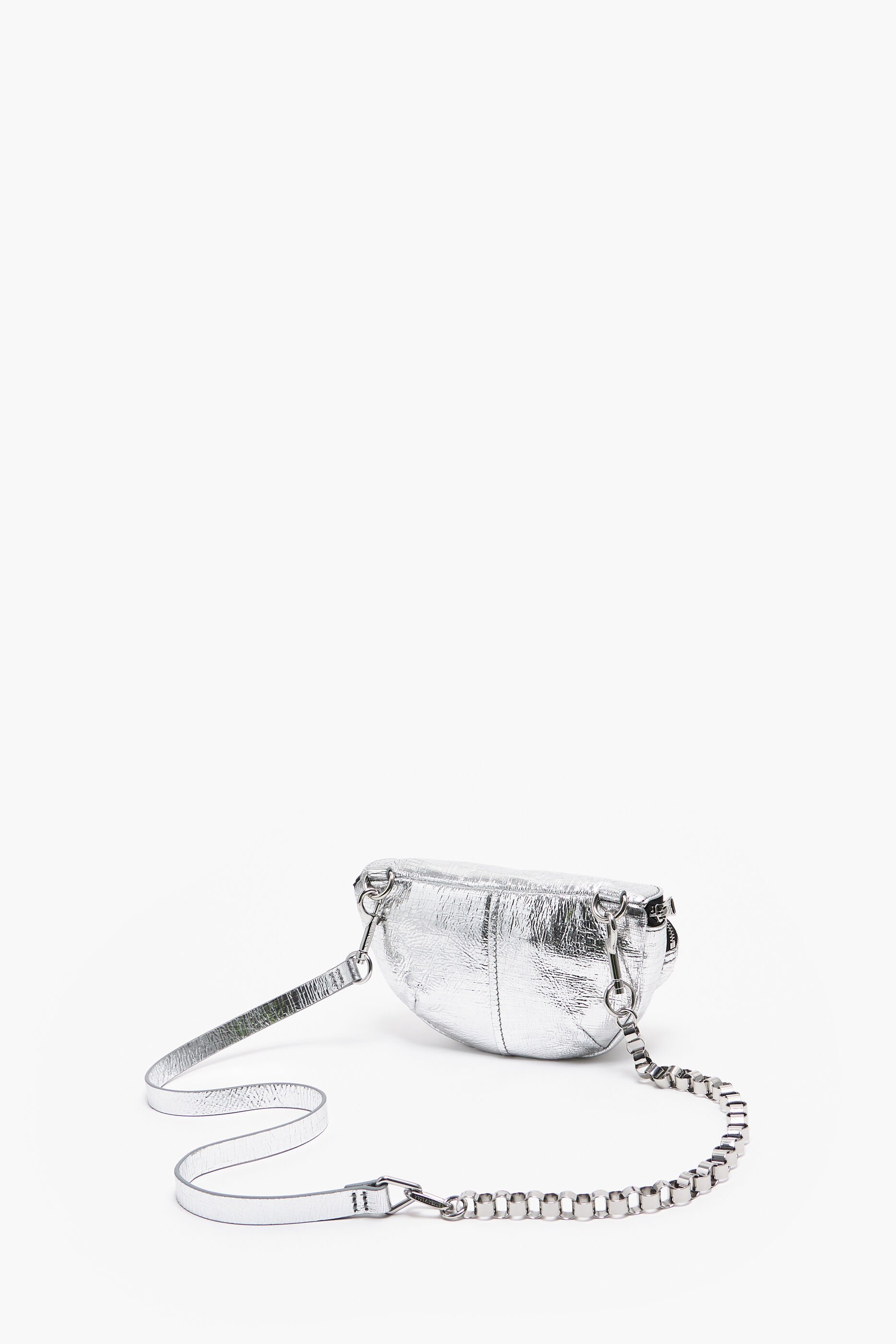 Pochete Pocket XS em couro prateado