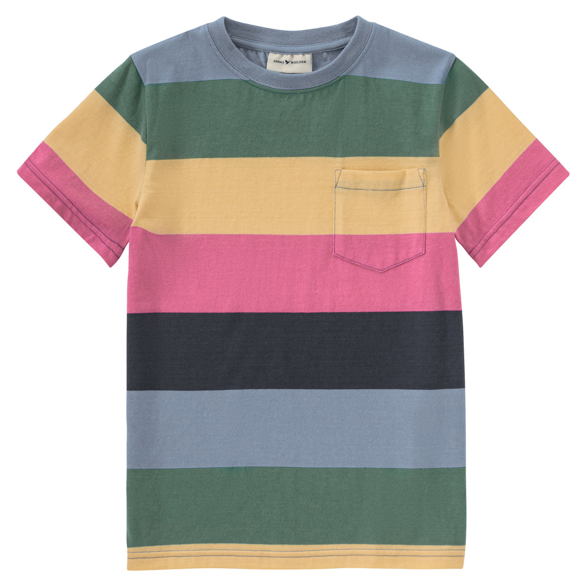 Jonas Nielsen Jungen T-Shirt mit Streifen hellblau / gelb / koralle