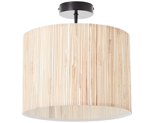 Plafondlamp, 1-lichts, HxØ 31x30 cm, Wimea, zwart/naturel
