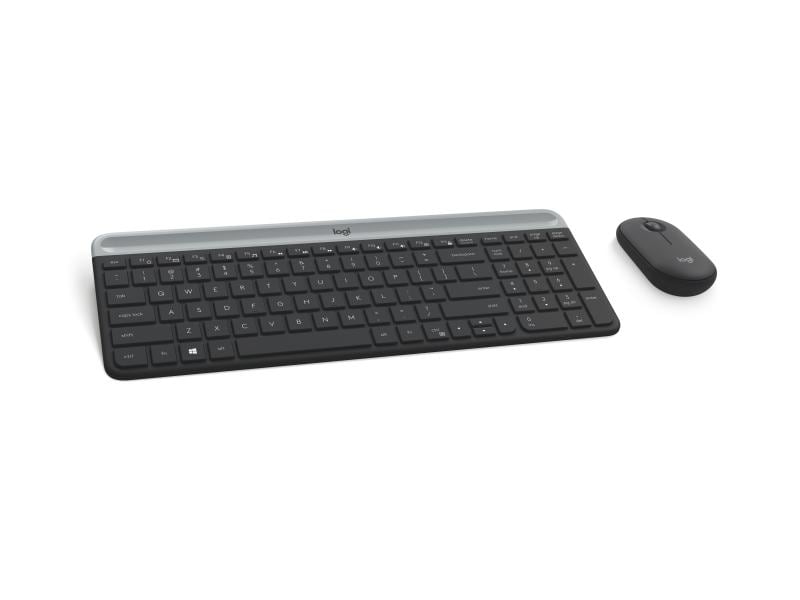 Logitech Tastatur-Maus-Set MK470 Graphite Kompaktes, kabelloses Tastatur-Maus-Set