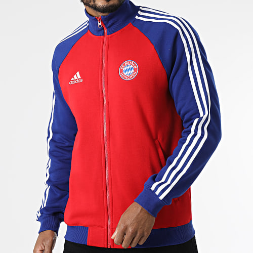 Veste Zippée A Bandes FC Bayern H67174 Rouge Bleu Roi